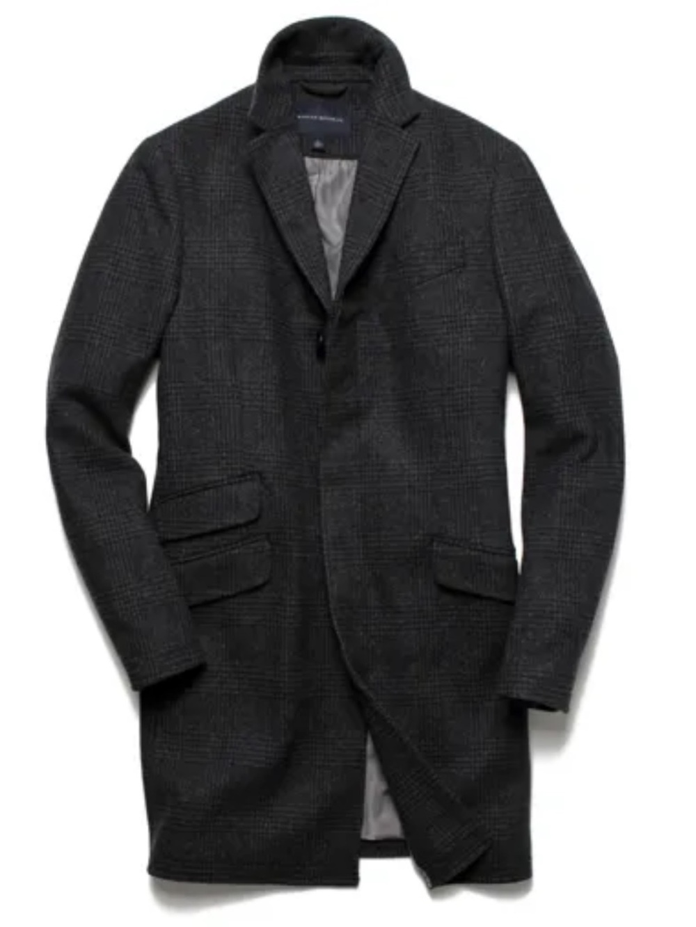 MEN'S Small BANANA REPUBLIC PEAK LAPEL WOOL BLEND TOPCOAT COAT CHARCOAL